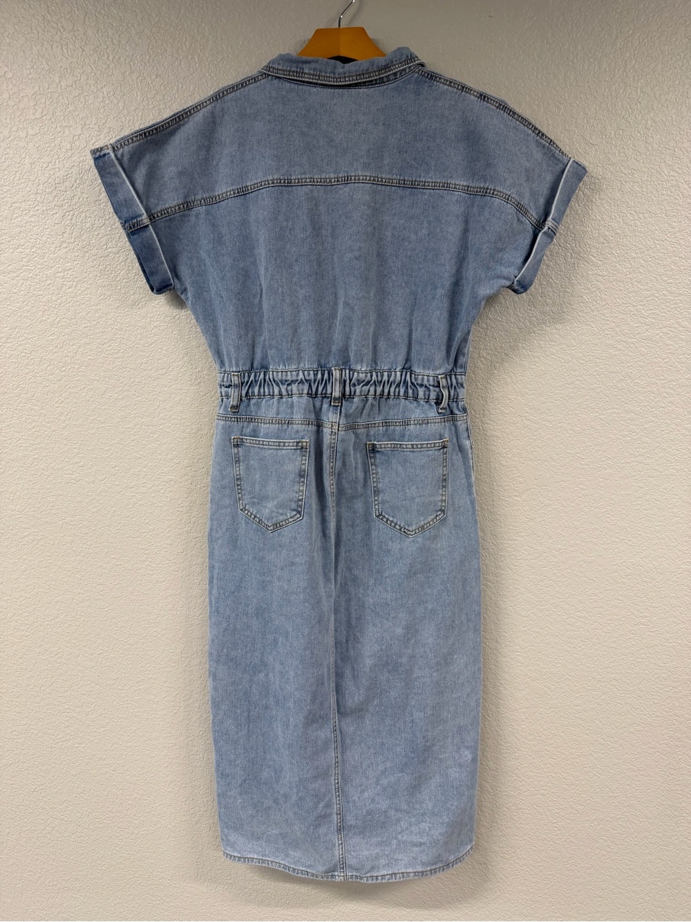 Amazon Light Blue Denim Midi Dress with Front Slit - Picture 5 of 6